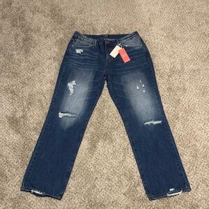 Blue Relaxed Fit Distressed Jeans